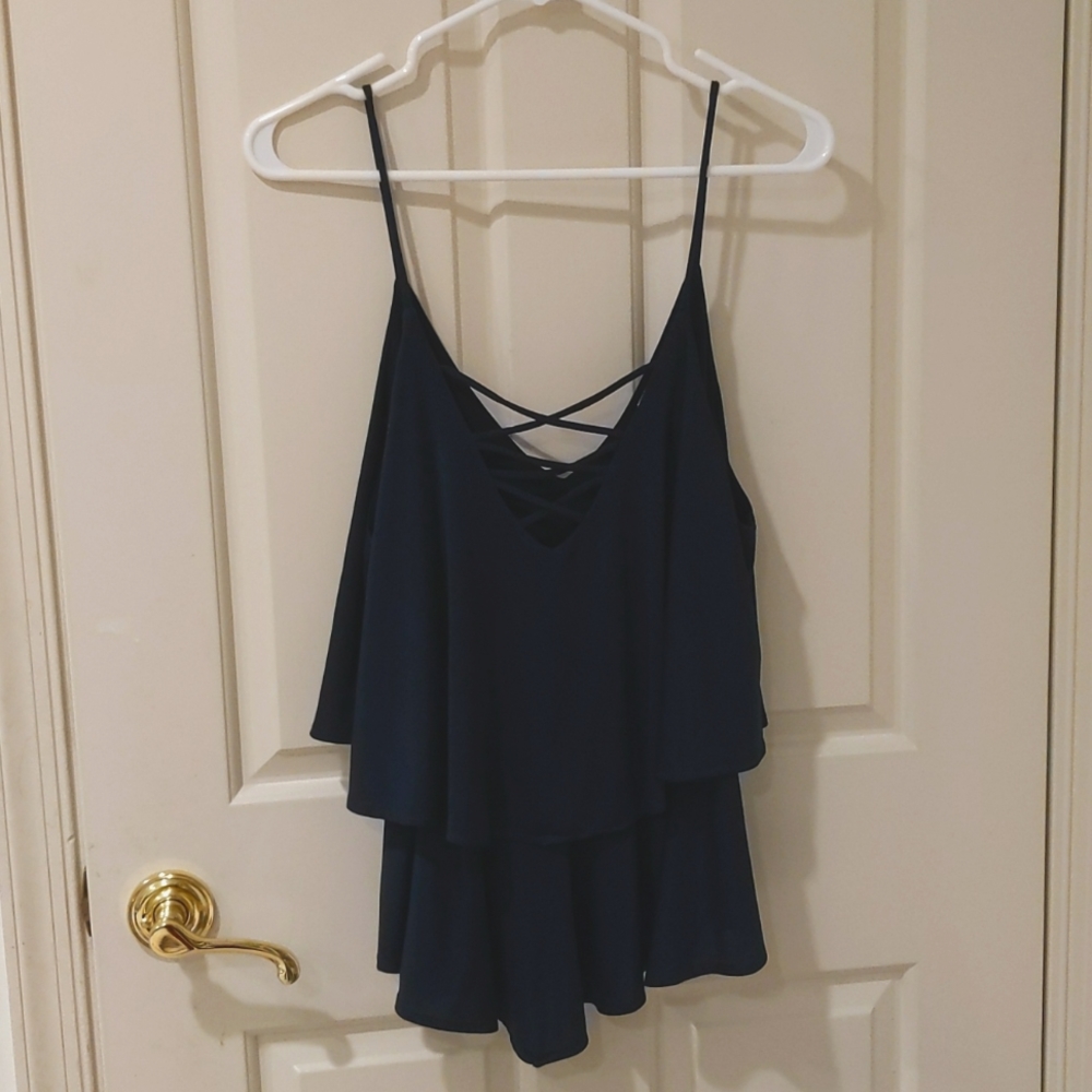 Abbeline L sweepstaker top. Navy blue
